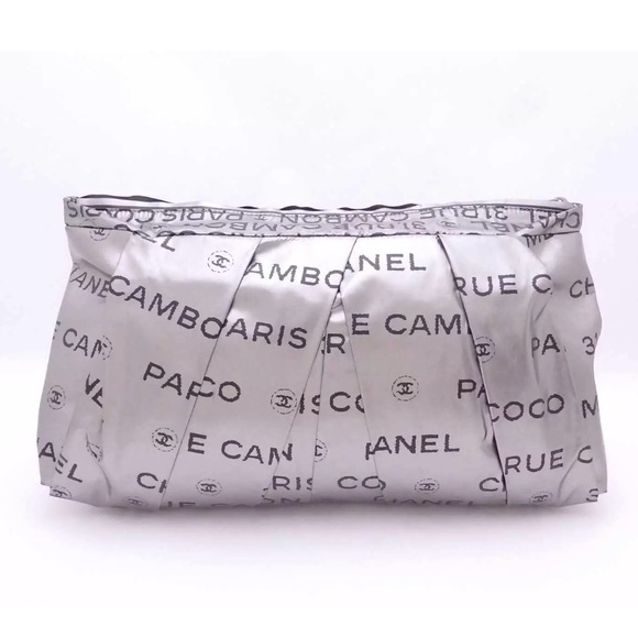 CHANEL Unlimited Clutch Bag Silver Nylon Jacquard - Picture 1 of 8